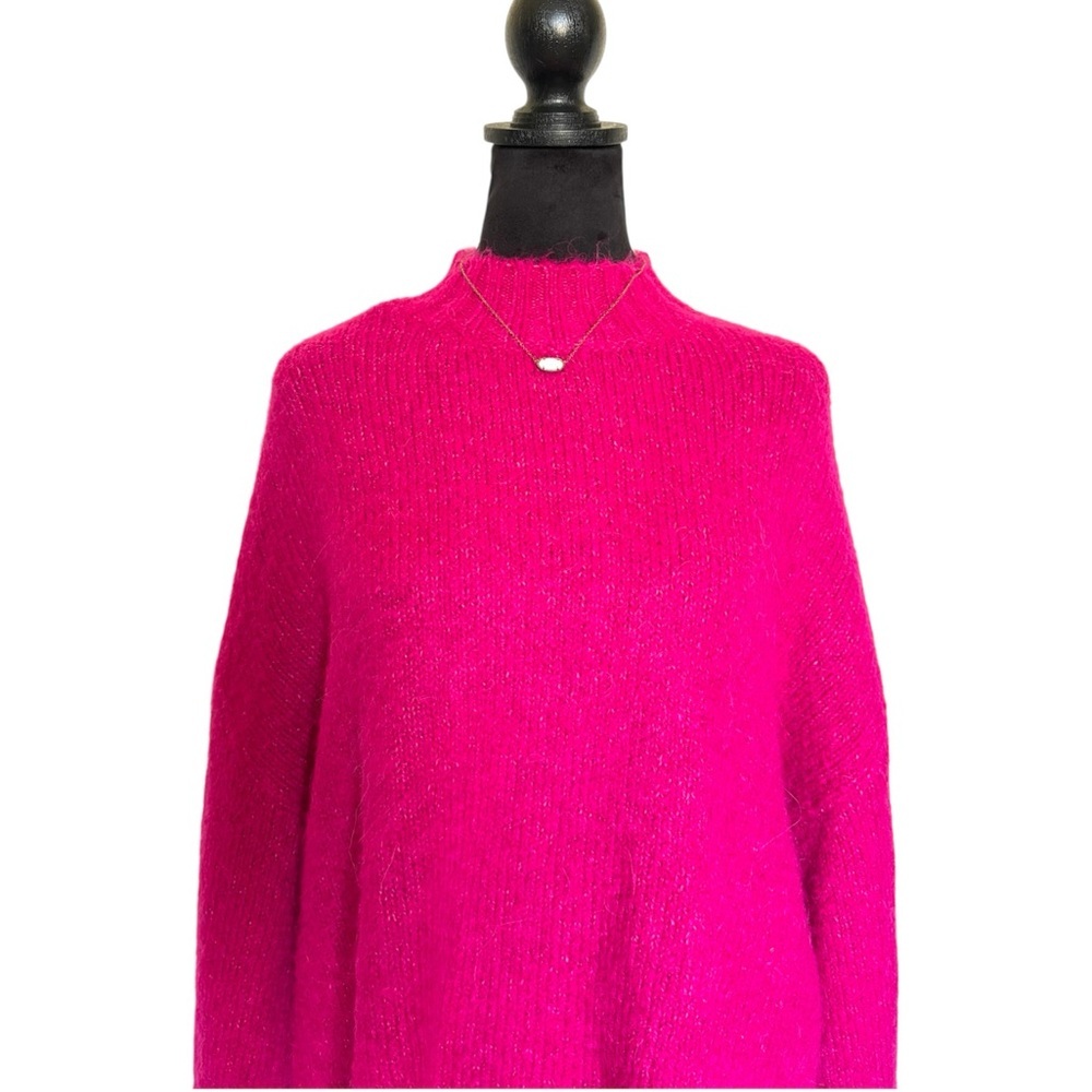NWT Pistola Woman’s Medium OverSized Vibrant Pink Mock Neck Long-Sleeve Sweater - Picture 3 of 10